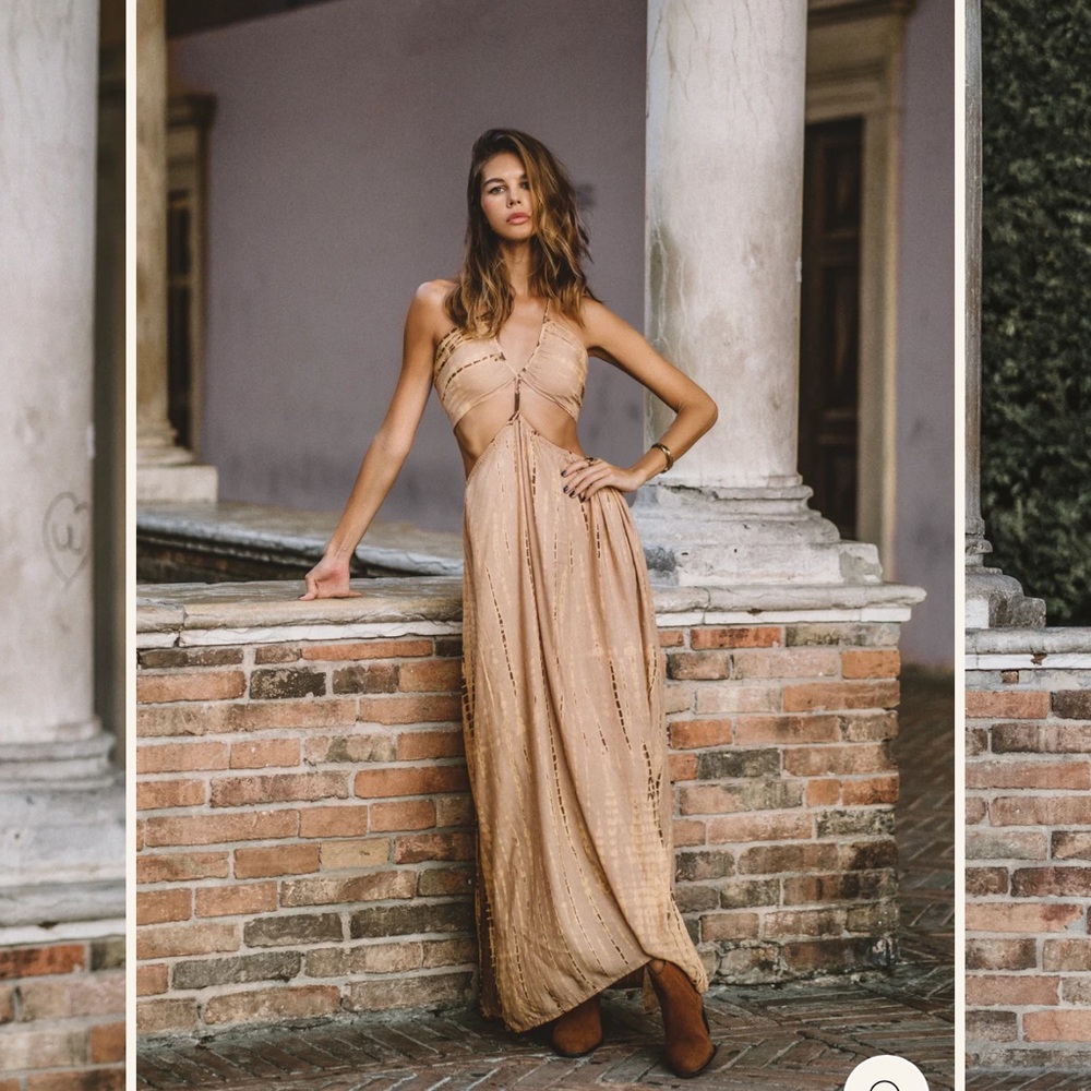 NWT boho cut out Tan Maxi Dress
